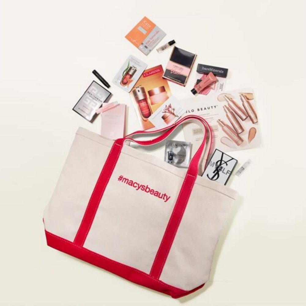 Macy's Beauty tote bag + beauty samples